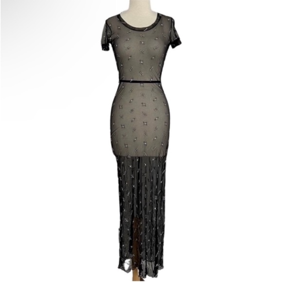 VINTAGE 90s Necessary Objects Sheer Black Dress Size XS - Picture 1 of 11